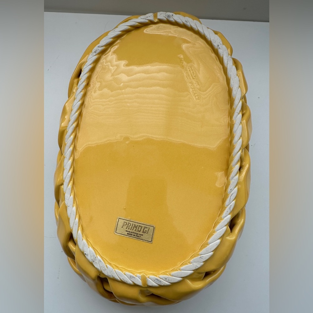 Primo'Gi Ceramic Yellow Woven Basket, Handmade in Italy - Picture 9 of 11